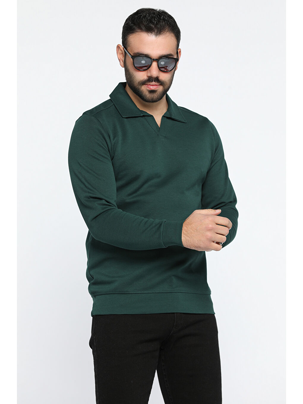 Mishar İtalia Yeşil Polo Yaka Erkek Sweatshirt - 1