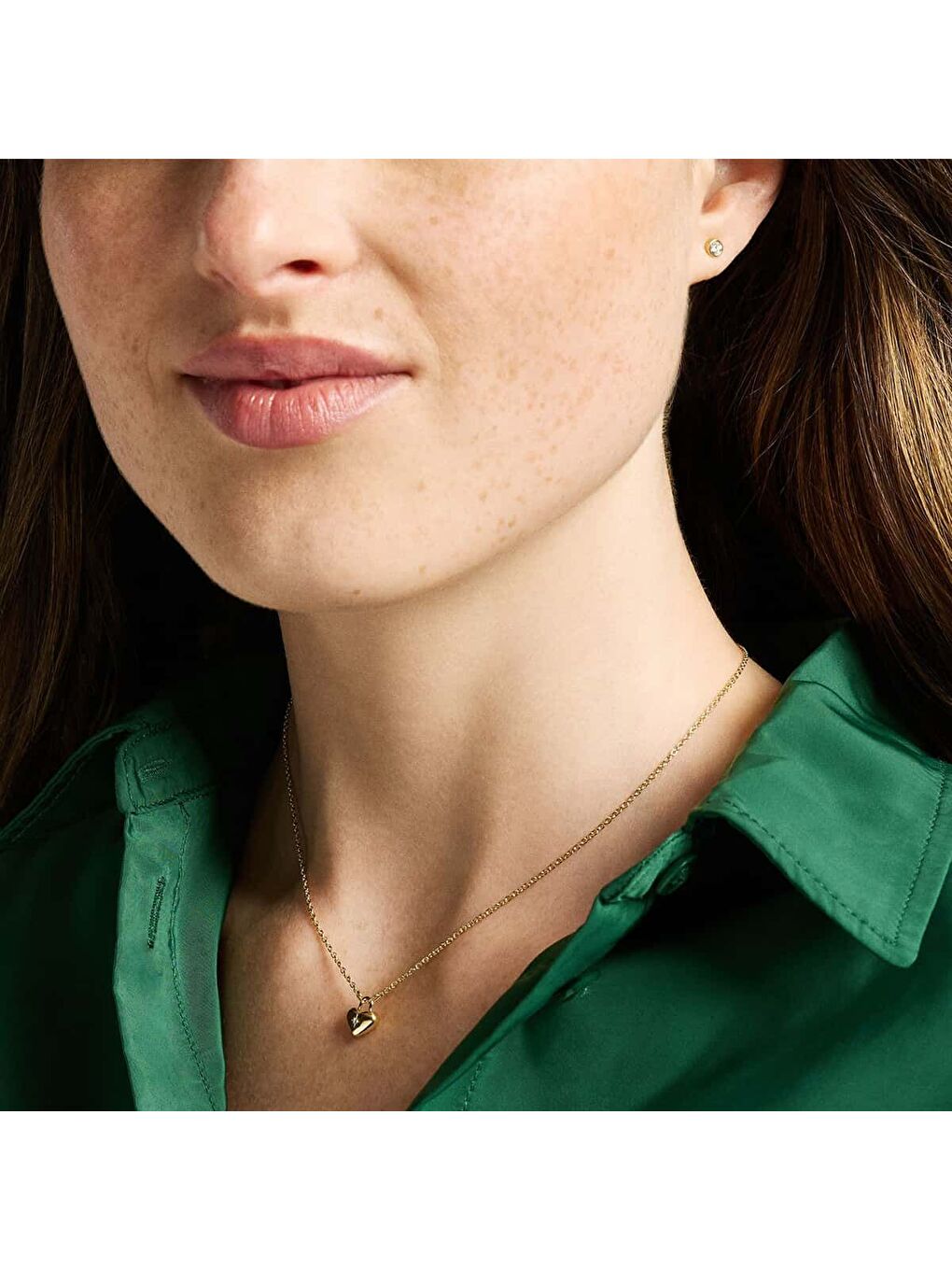 Sarı JF04881SET Kalpli Kadın Kolye ve Küpe Seti-5