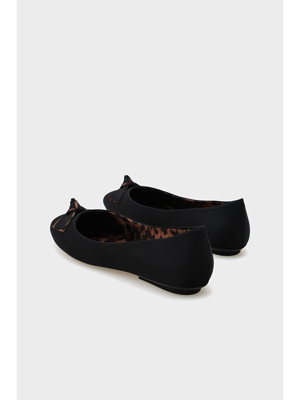 Siyah Aveline Saten Leopar Kadın Babet-4