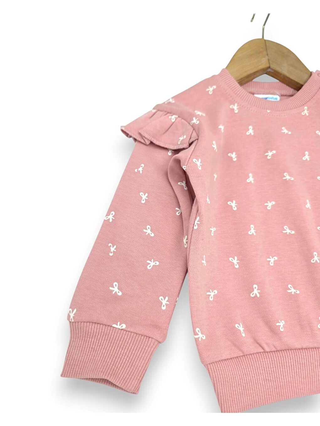 Pembe Kız Bebek Fiyonk Detaylı Mevsimlik 2 İplik %100 Pamuklu Takım-3