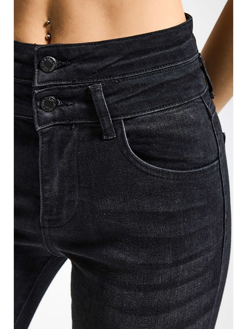 Gri Kadın Koyu Füme 2s6-1 Flare Fit Esnek Elastan Kumaş Denim Jean-5