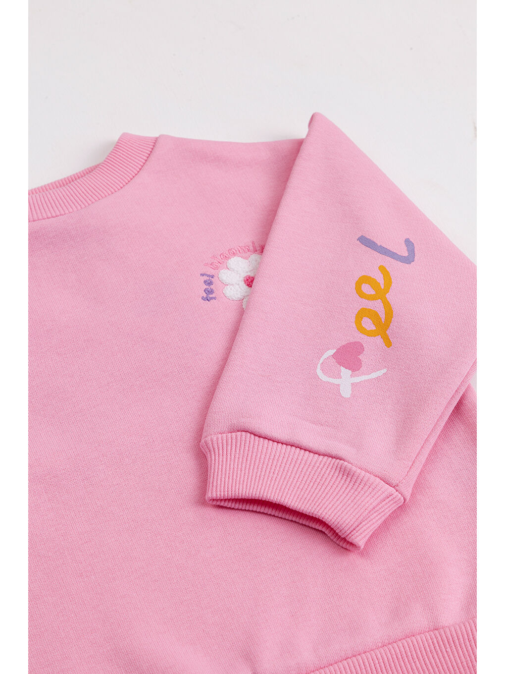 Pembe Kız Çocuk Orta Kalınlıkta Baskılı 2'li Paket Sweatshirt-3