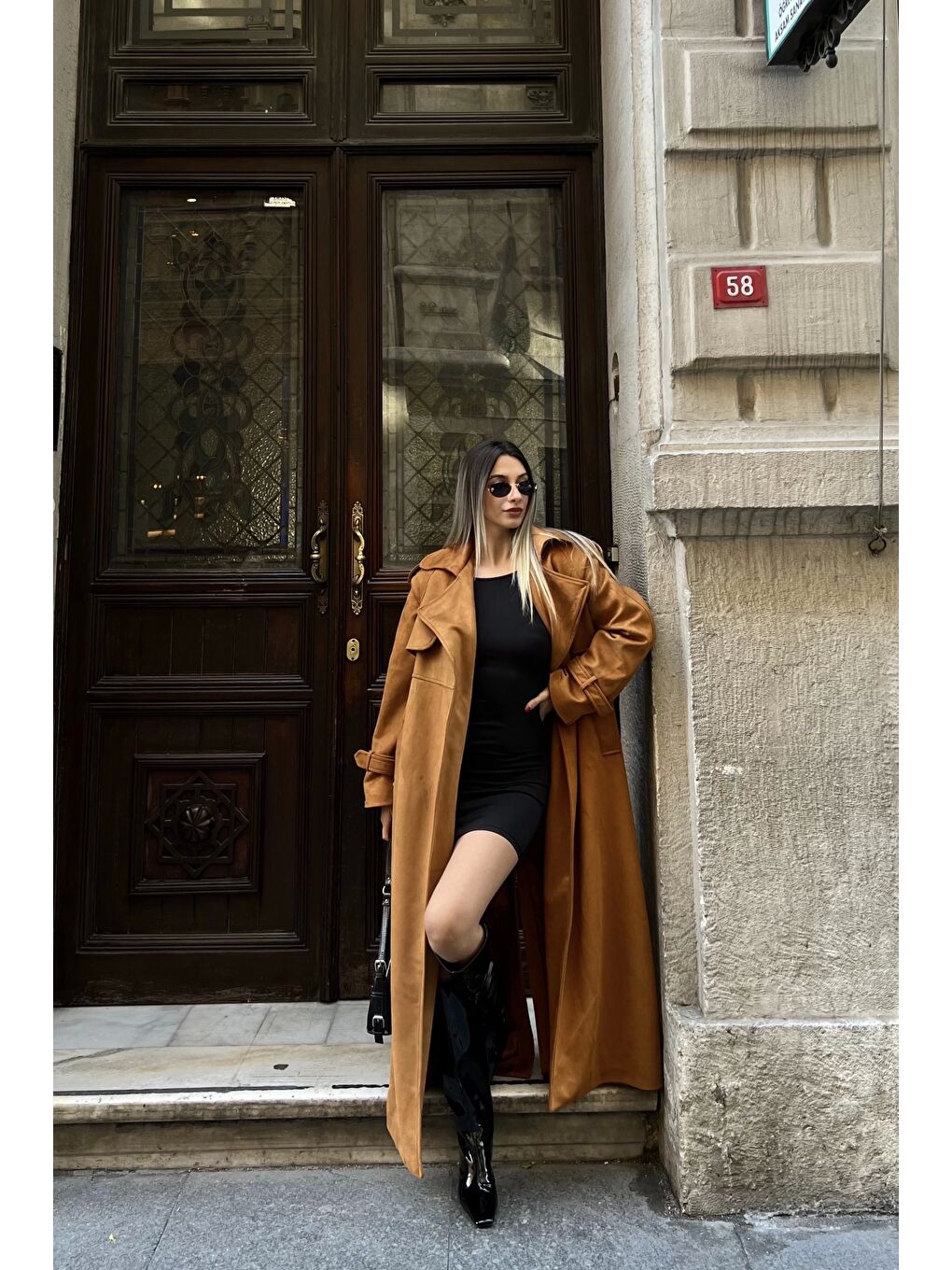 Kahverengi Kadın Taba Süet Trenç 0990-0020-5