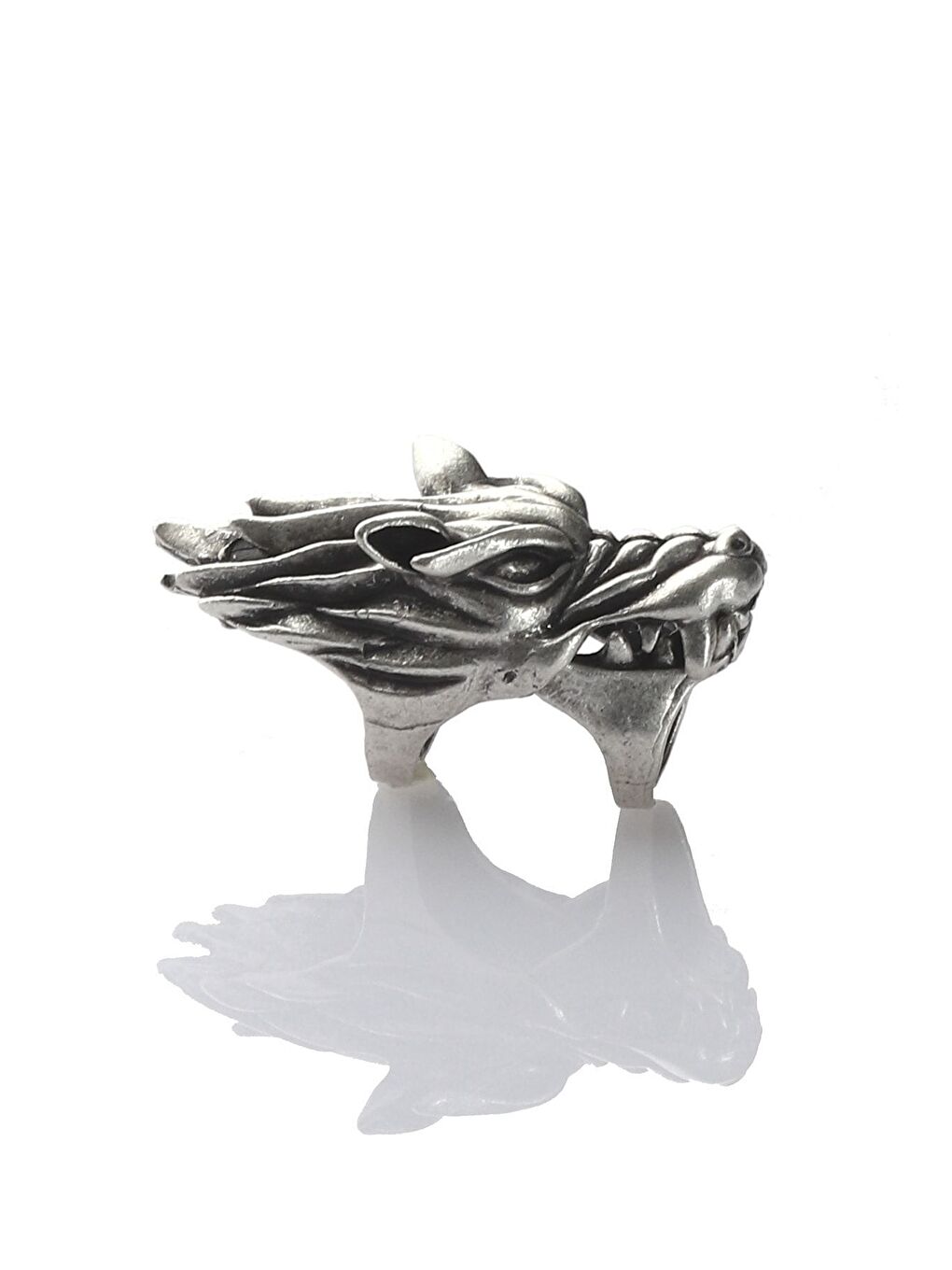 Gri Erkek Antik Gümüş Kaplama Oynar Başlı Ayarlanabilir Yüzük-5