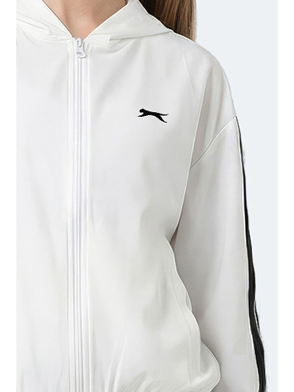 RAZZLE Kadın Fermuarlı Kapüşonlu Cepli Ekru Sweatshırt-1