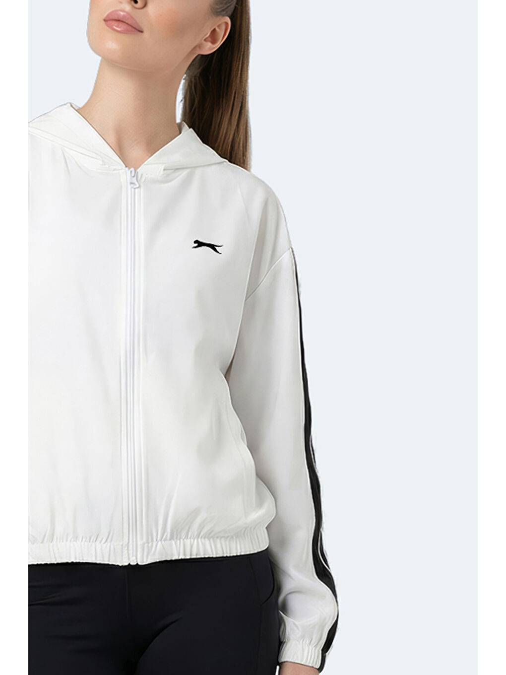 RAZZLE Kadın Fermuarlı Kapüşonlu Cepli Ekru Sweatshırt-4