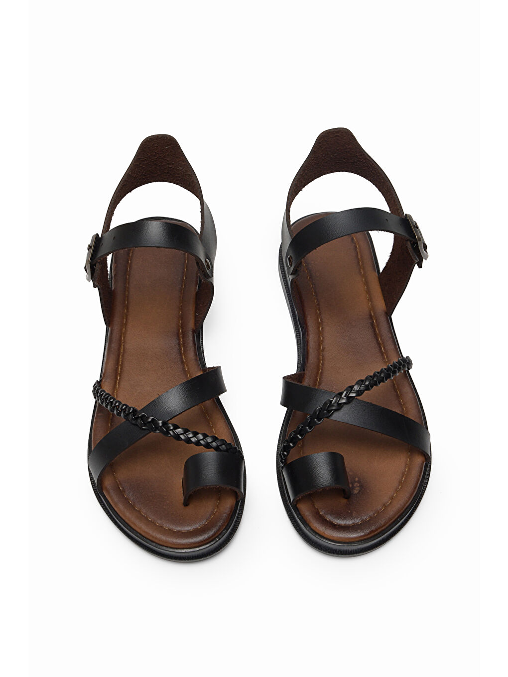 Kadın Siyah Termo Taban Rahat Çapraz Bantlı Parmak Arası Sandalet-1