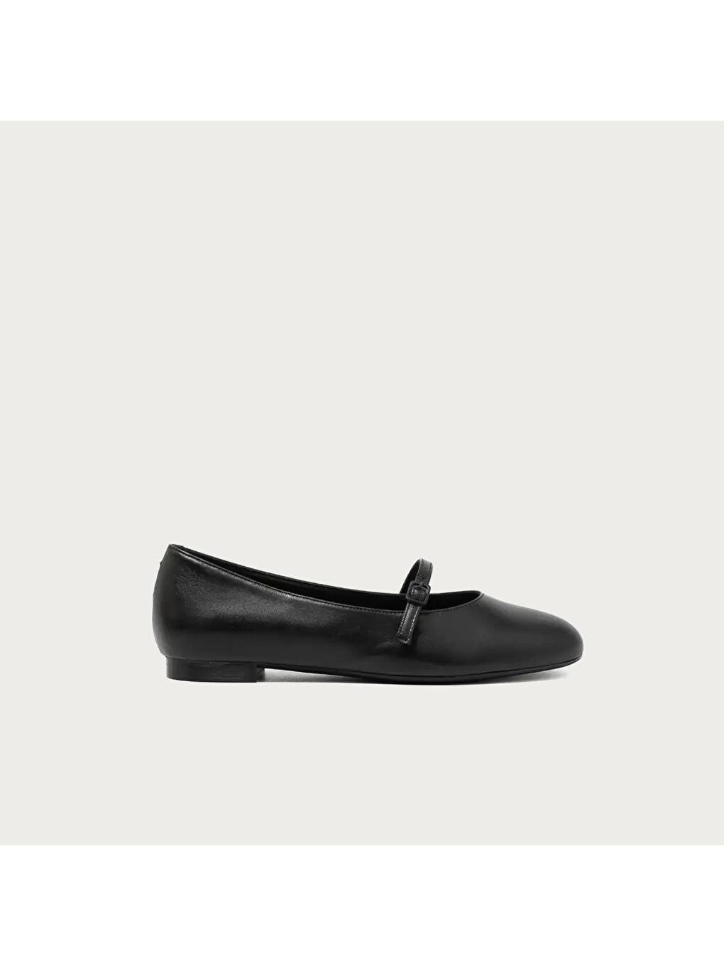 Siyah Kadın Babet 70P5 Leather Ballet Flats With Strap