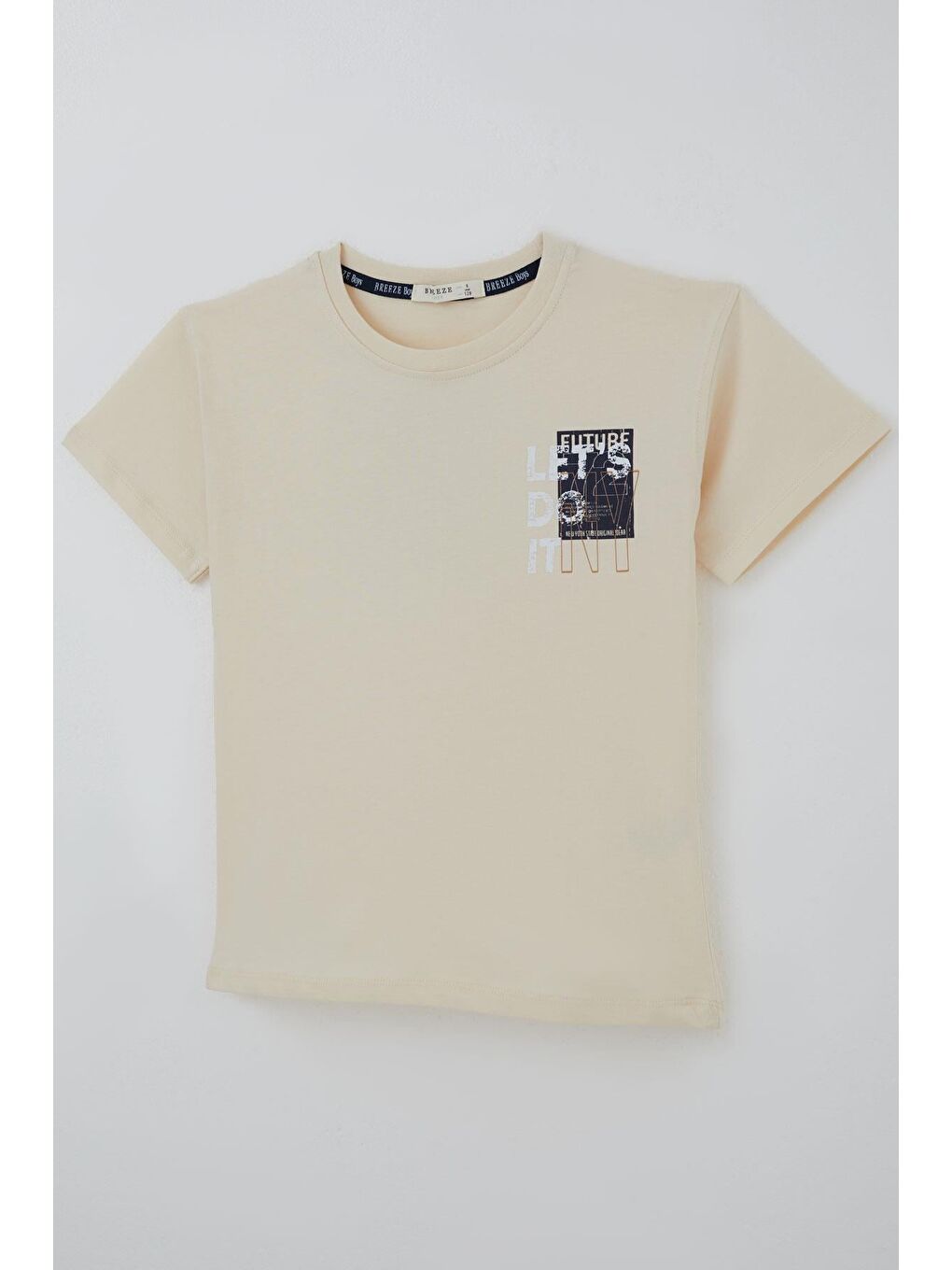 Ekru Erkek Çocuk Tişört Sırt Baskı Detaylı Yazı Baskılı Krem (5-10 Yaş)-2