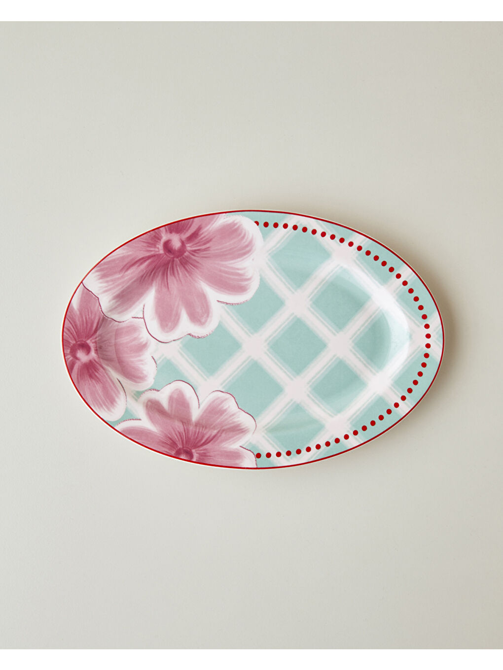 Beyaz Floreline Bone Porselen Kayık Tabak 25,5 cm Renkli-1