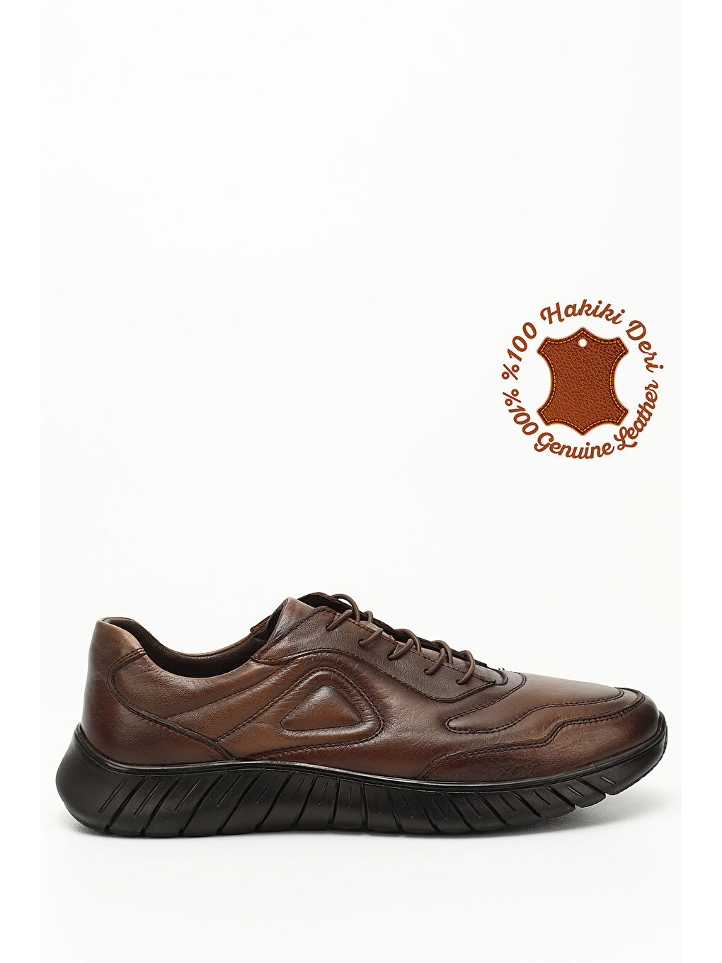 Erkek HAKİ-TABA Bağcıklı Hakiki Deri Comfort Sneaker