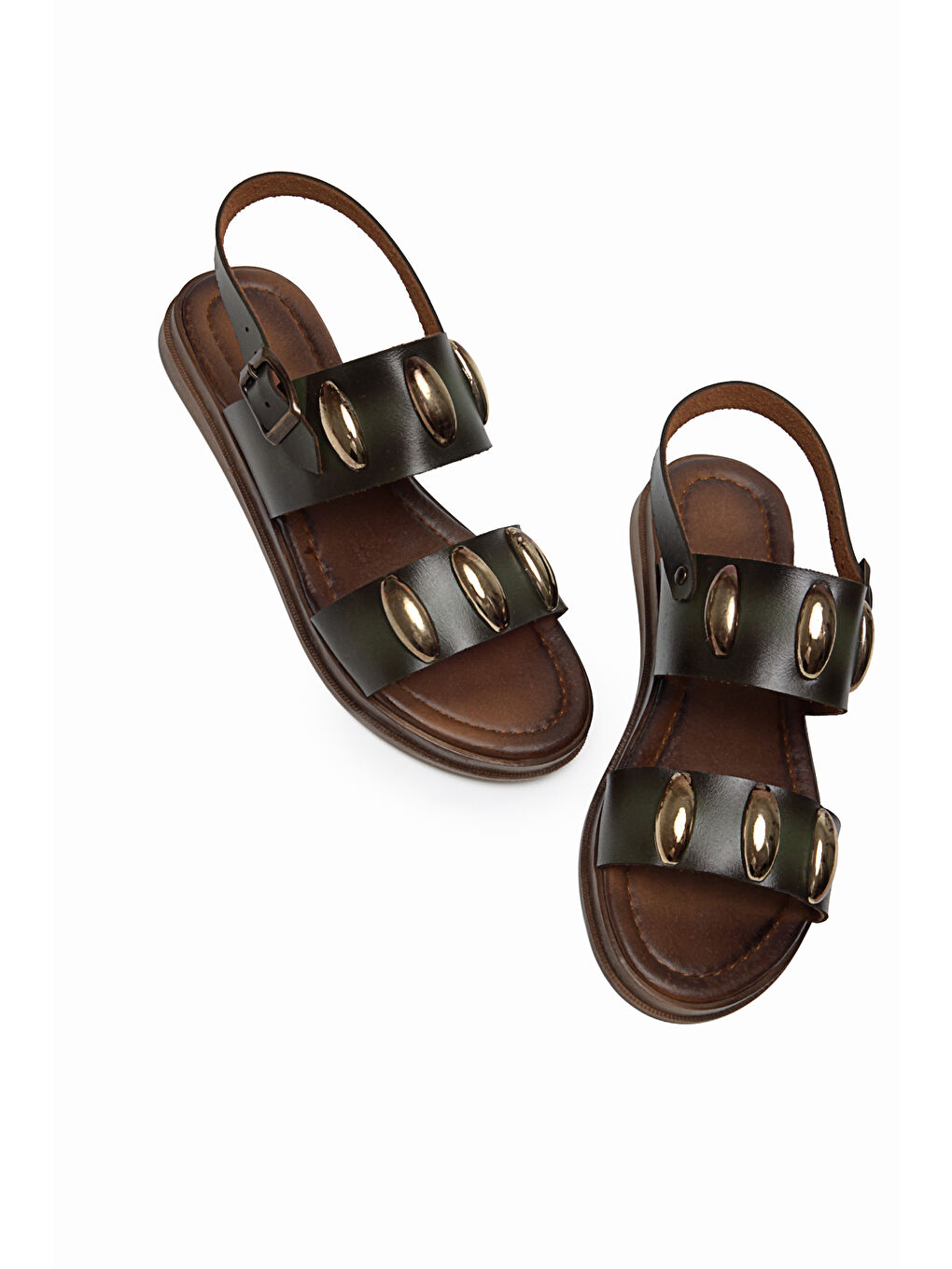 Kadın Yeşil Termo Taban Tokalı Tek Bantlı Sandalet-3