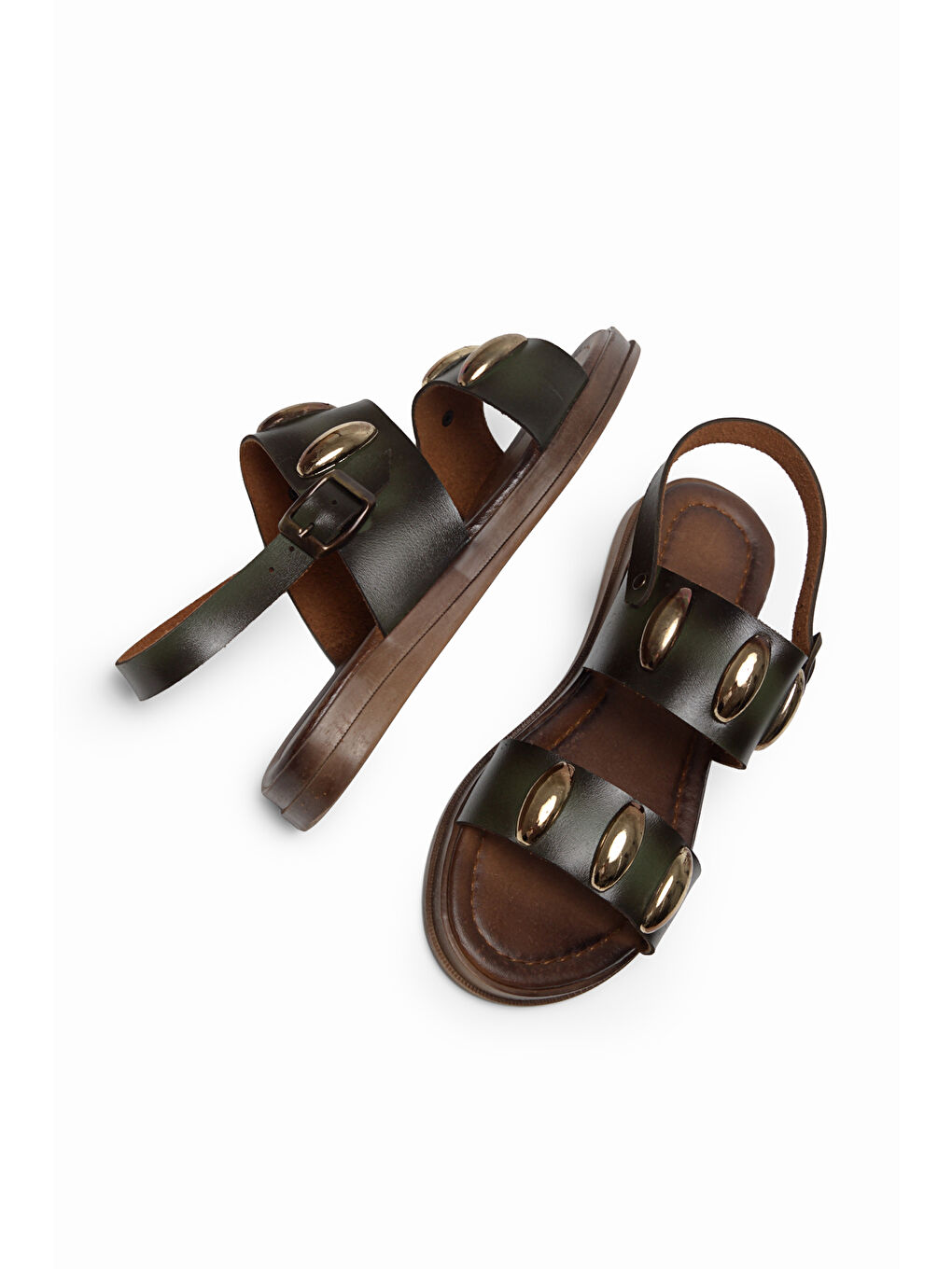 Kadın Yeşil Termo Taban Tokalı Tek Bantlı Sandalet-4