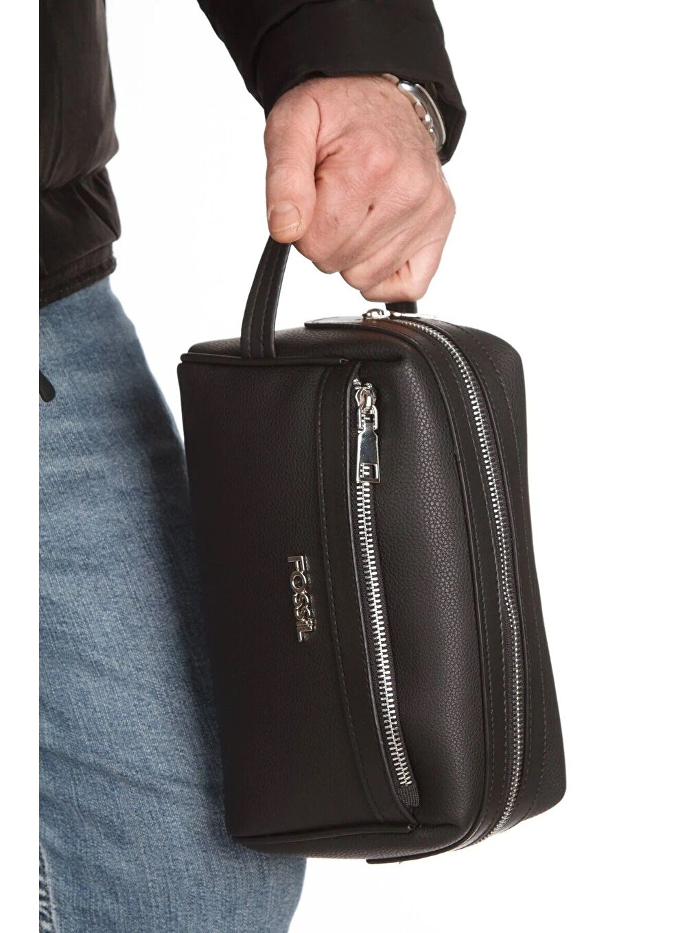 Siyah Erkek Büyük Boy Çok Gözlü Traş Çantası-1