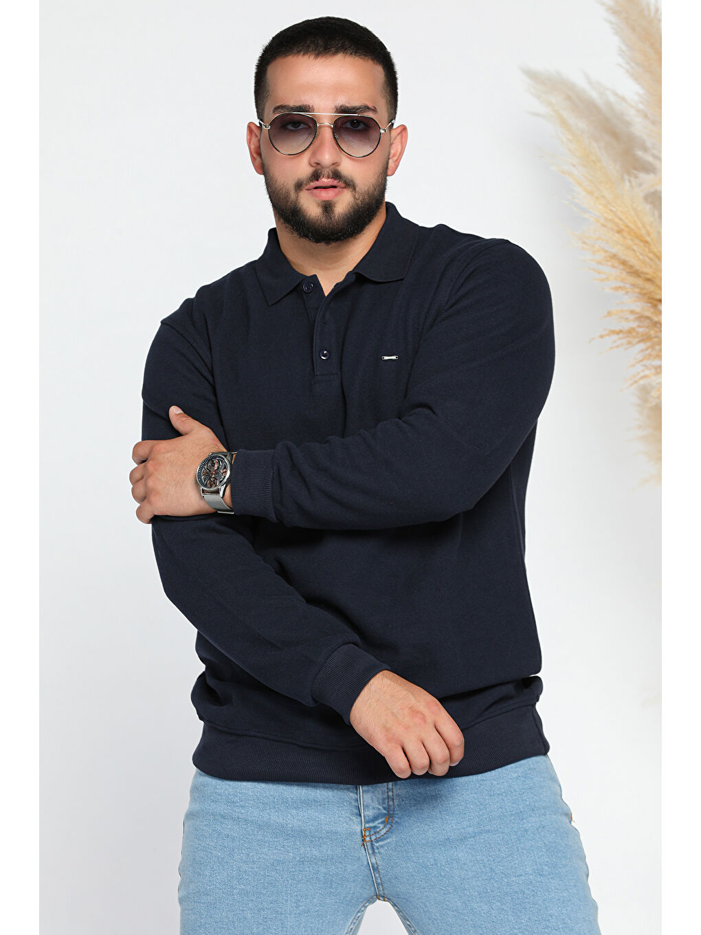 Mishar İtalia Lacivert Erkek Polo Yaka Selanik Sweatshirt