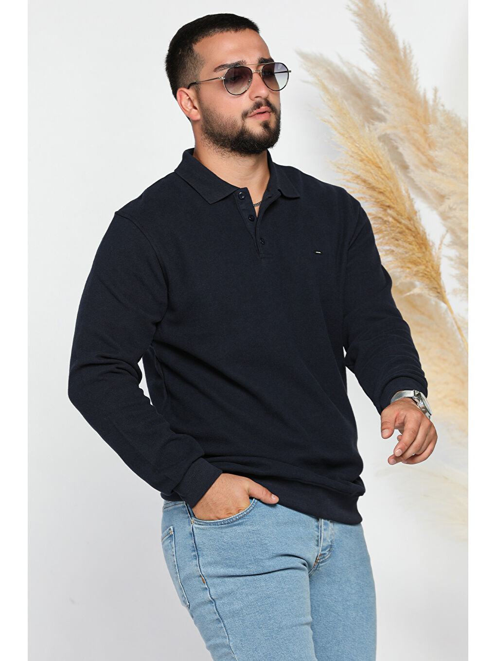 Mishar İtalia Lacivert Erkek Polo Yaka Selanik Sweatshirt - 1