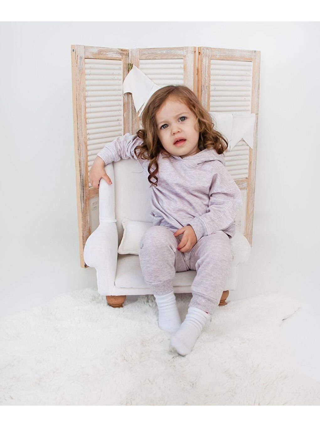 Ekru Kapüşonlu Kız Bebek Sweatshirt-2