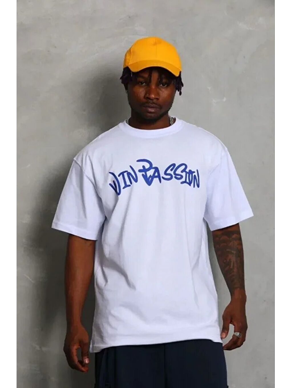 Beyaz Erkek Baskılı Tişört-2