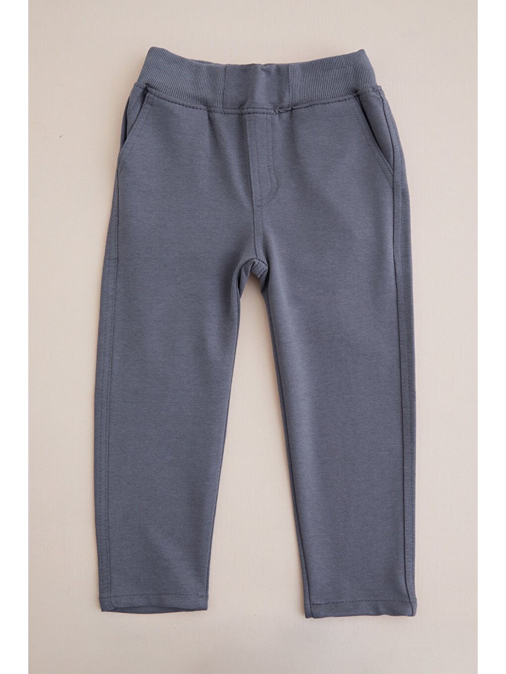 Gri Beli Bağcıklı Penye Kumaş Unisex Çocuk Pantolon