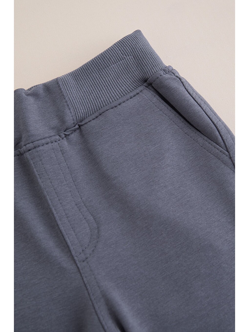 Gri Beli Bağcıklı Penye Kumaş Unisex Çocuk Pantolon-1