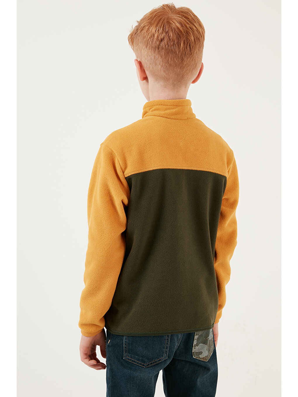 Yeşil Yumuşak Dokulu Yarım Fermuarlı Renk Bloklu Dik Yaka 2'li Paket Polar 5905004S2-4