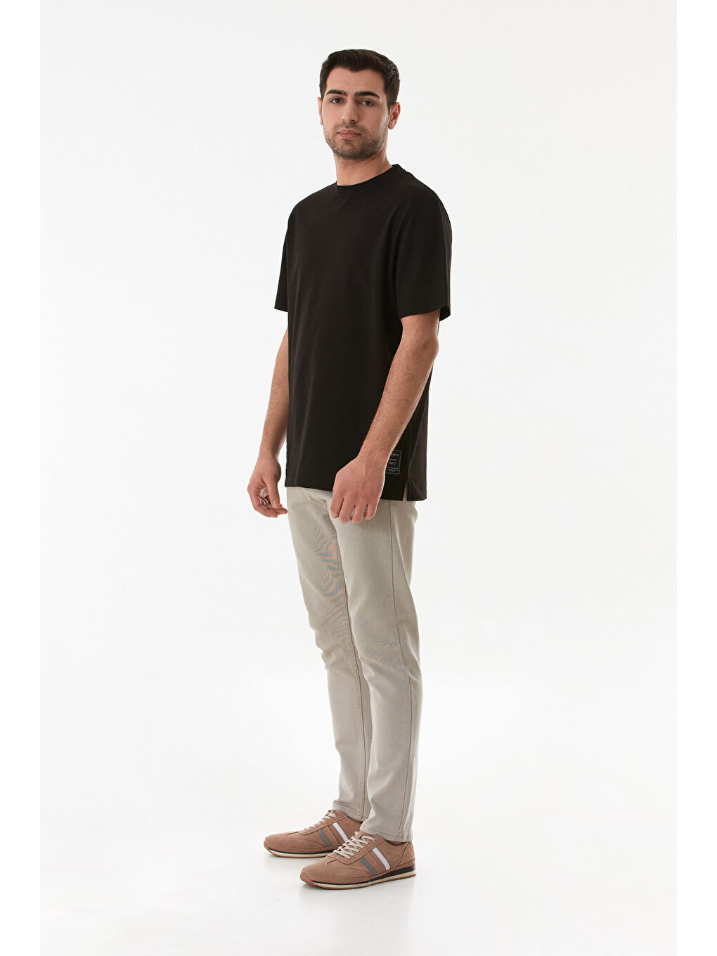 Siyah Basic Süprem Kumaş Bisiklet Yaka Tişört-2