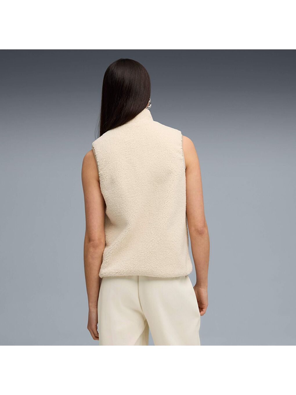 Beyaz Kadın Çift Taraflı Sherpa Yelek-2