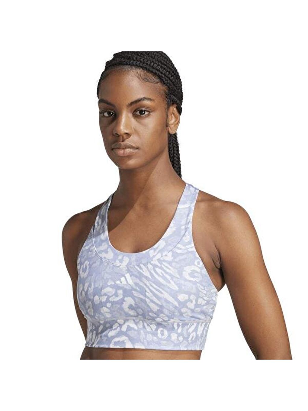 Run Pkt Ms Aop Kadın Gri Bisiklet Yaka Sporcu Sütyeni