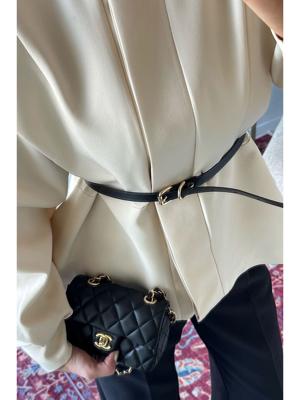 Ekru Kadın Vatkalı Astarlı Trenç Ceket-4