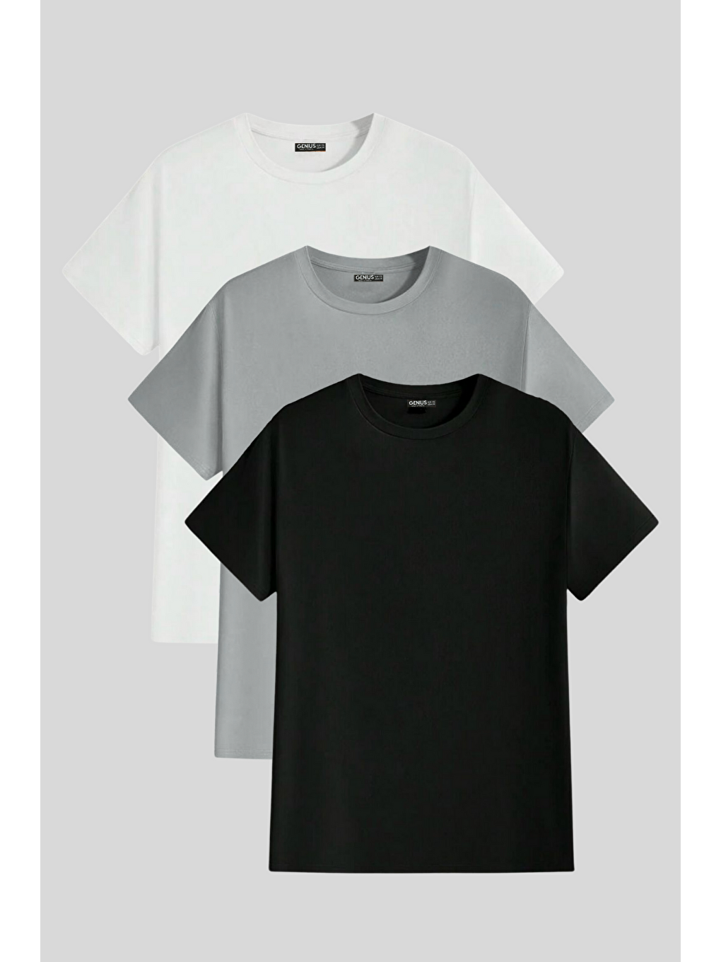 Siyah Erkek  Slim Fit Dar Kesim Bisiklet Yaka %100 Pamuk 3'lü Tişört Paketi BASIC-T-SHIRT3