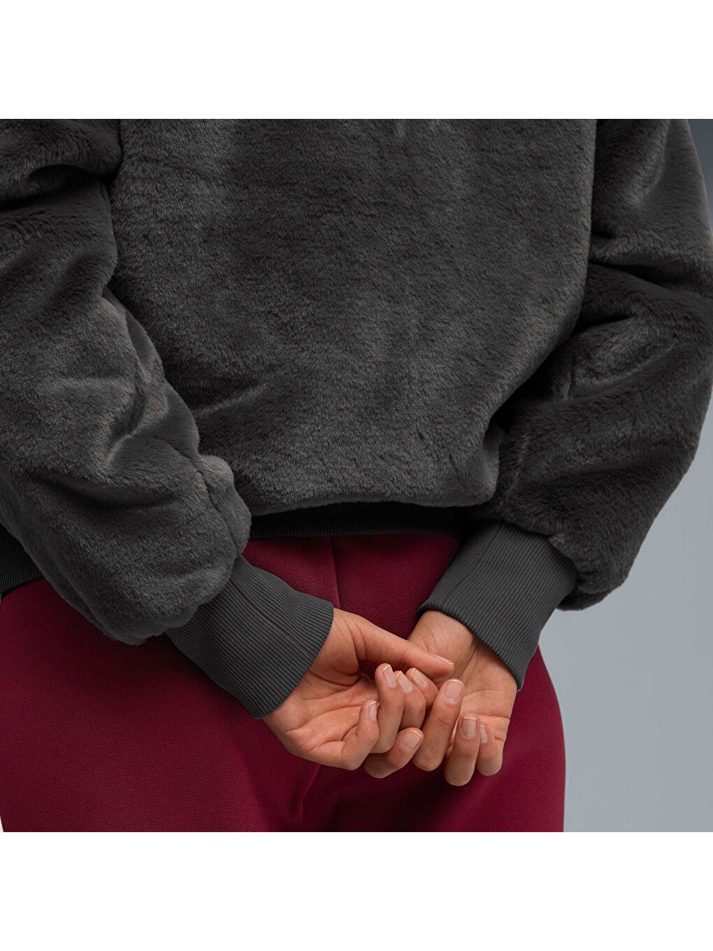 Gri Wardrobe ESSENTIALS Soft Kadın Polar Ceket-1