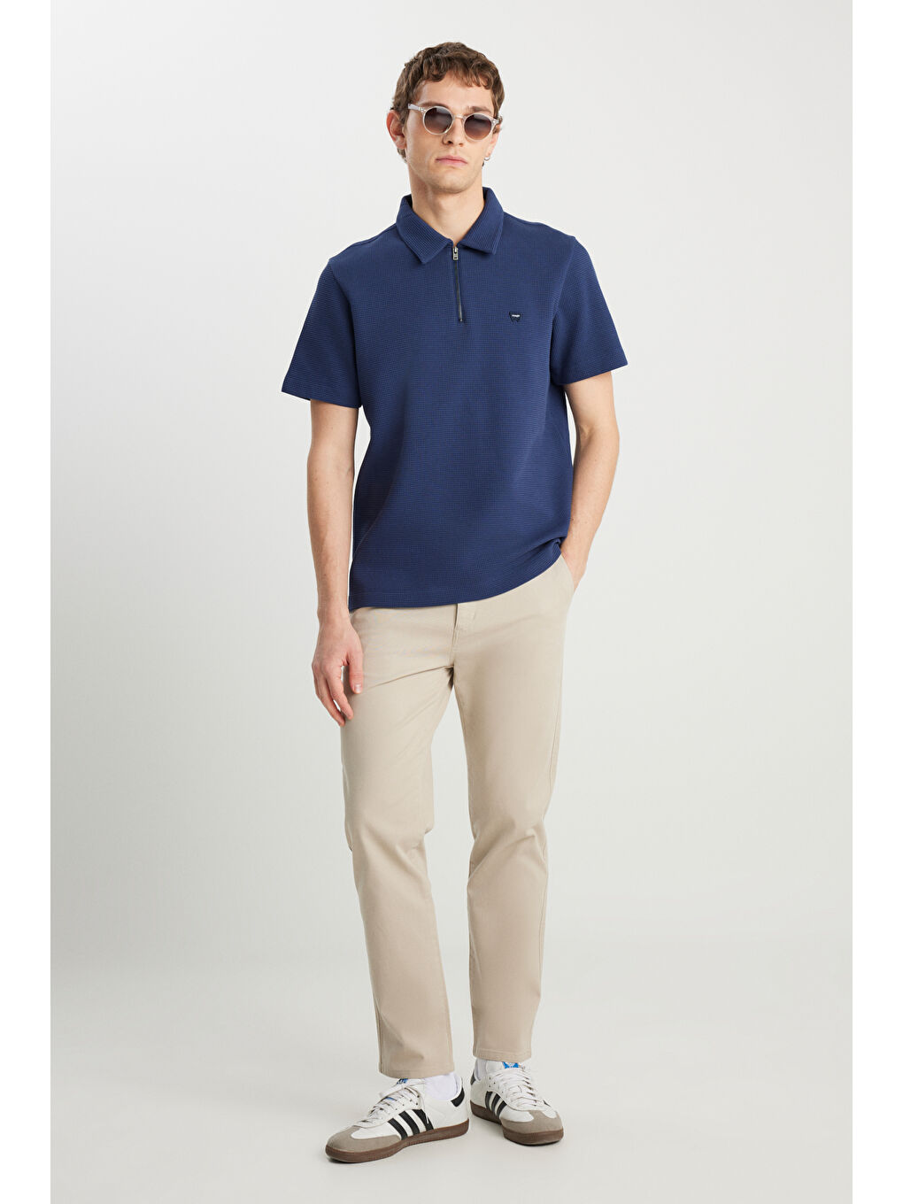 Slim Fit Dar Kesim Normal Bel DarPaça Bej Chino Pantolon