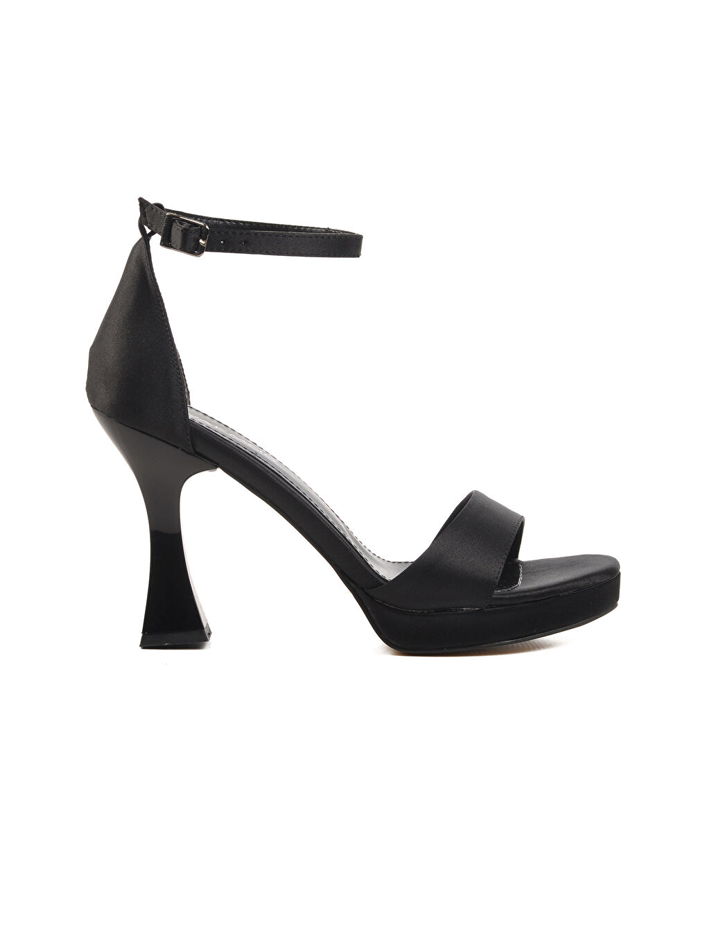 Siyah Saten İnce Topuk Kadın Topuklu Ayakkabı 448183 Z