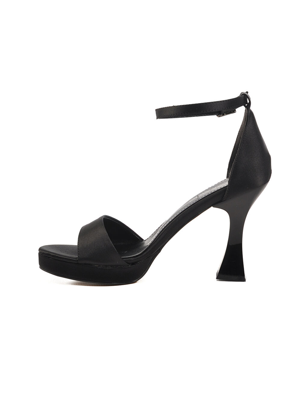 Siyah Saten İnce Topuk Kadın Topuklu Ayakkabı 448183 Z-1