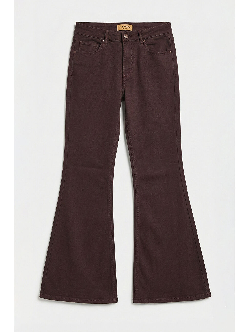 Kahverengi Kadın Kahve 7s6-81 Mid Rise Flare Fit Esnek Kumaş Denim Jean-4