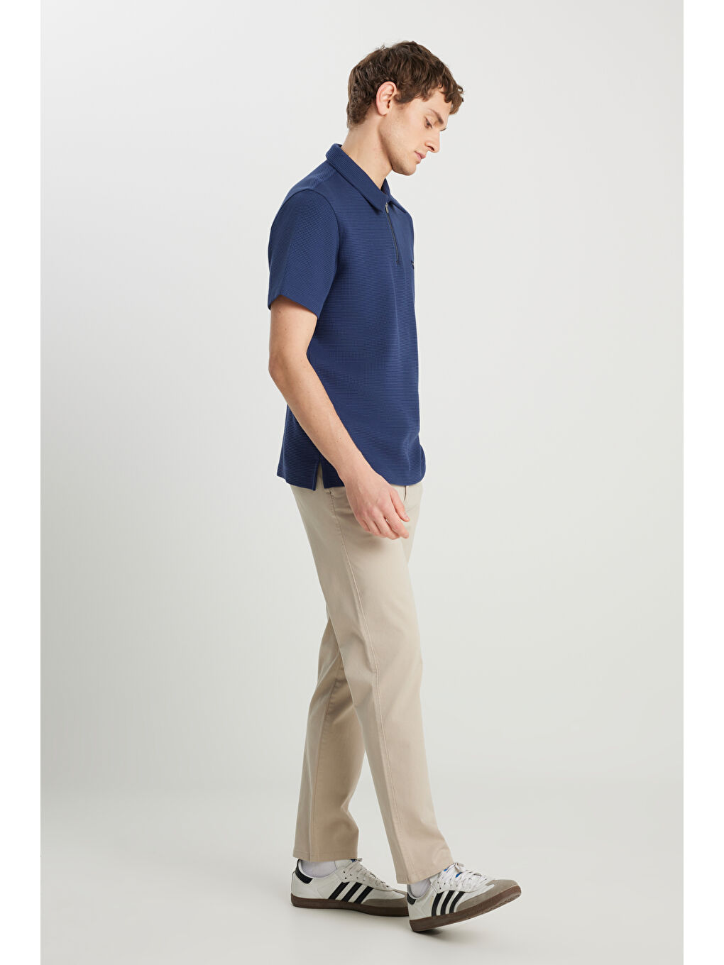 Slim Fit Dar Kesim Normal Bel DarPaça Bej Chino Pantolon-1