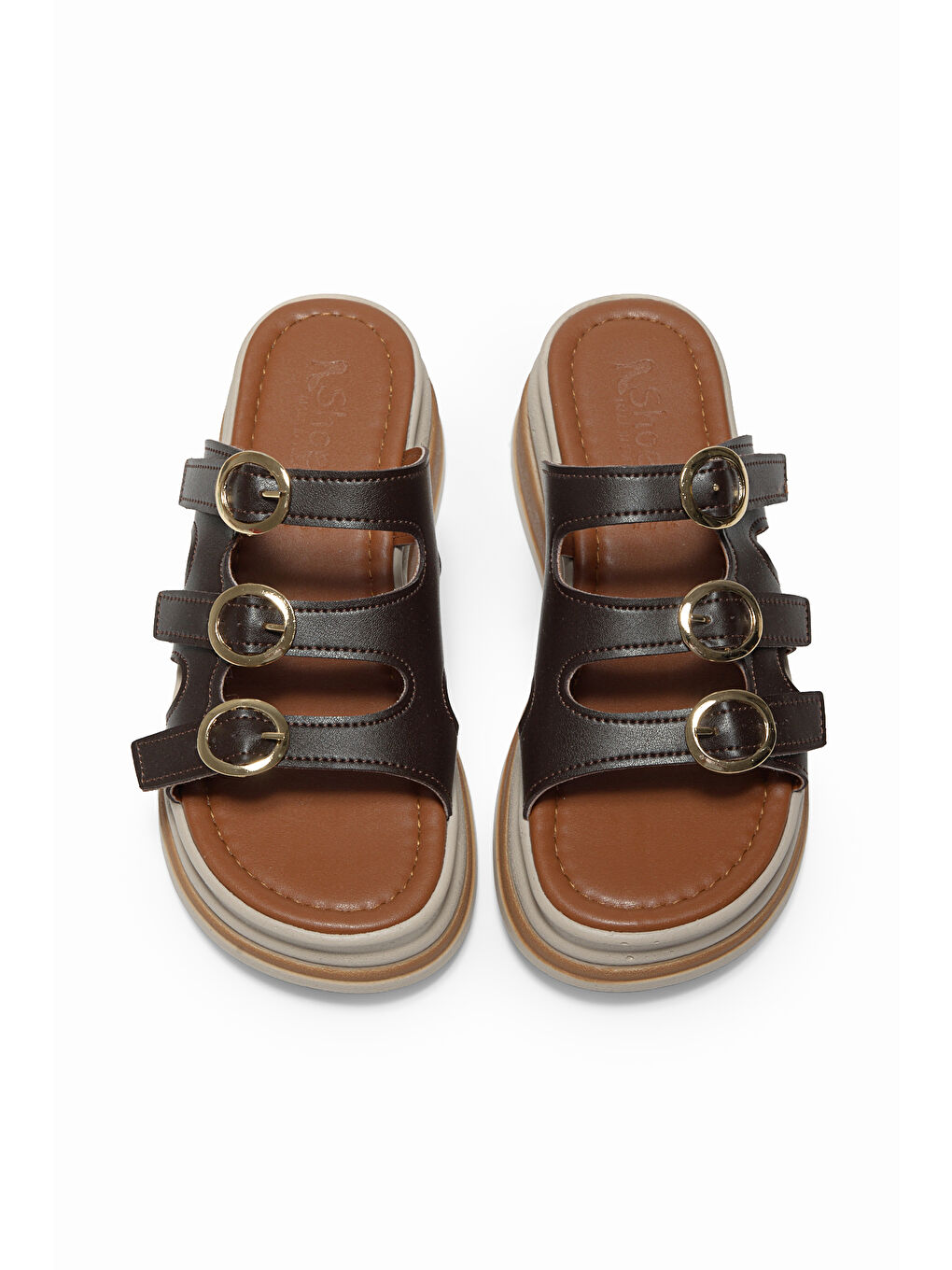 Kahverengi Kadın Kahve Rahat Kalıp Yüksek Taban Terlik-1