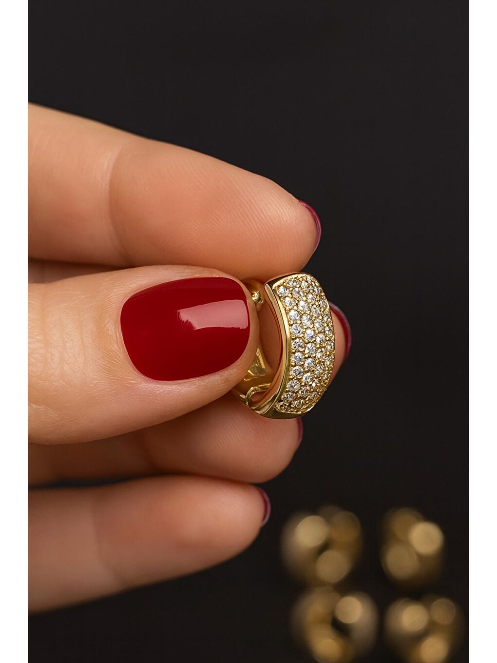 Sarı Zirkon Taşlı Altın Rengi 6'lı Halka Küpe Seti-8