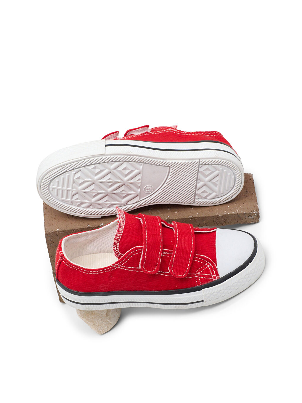 Çocuk Unisex Kırmızı Rahat Kalıp Çift Bantlı Ayakkabı-1