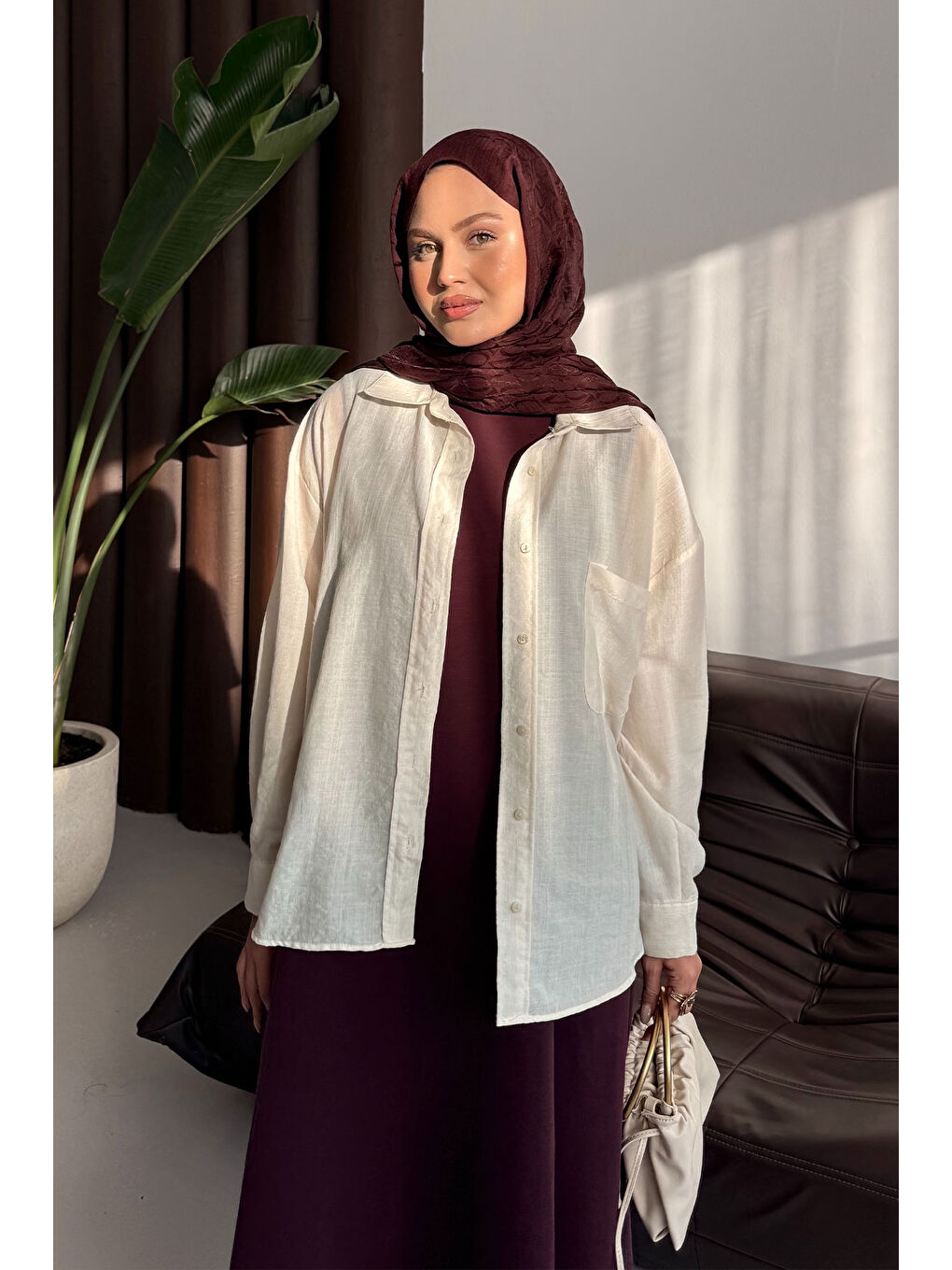 Kadın Sıfır Kol Elbise Bordo-1