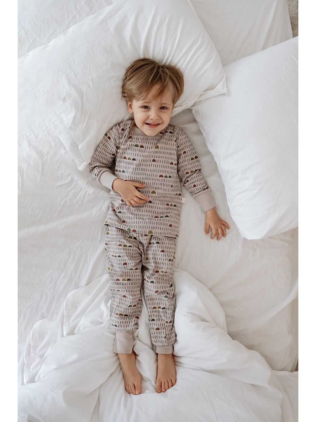 Gri Geometrik Baskılı Color Shapes Çocuk Pijama Seti-2