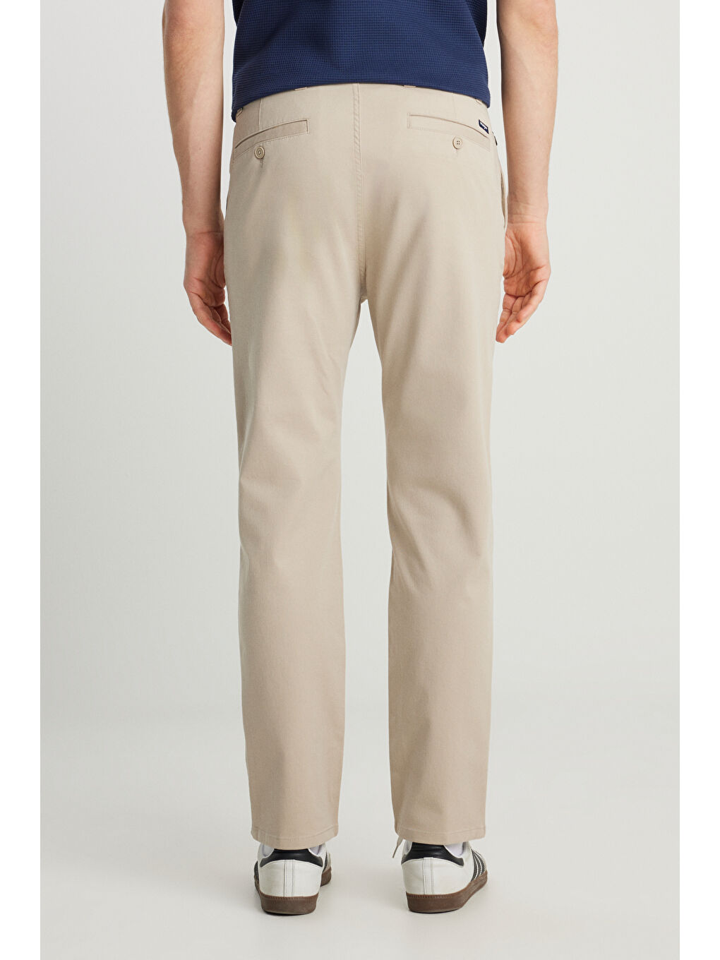 Slim Fit Dar Kesim Normal Bel DarPaça Bej Chino Pantolon-3