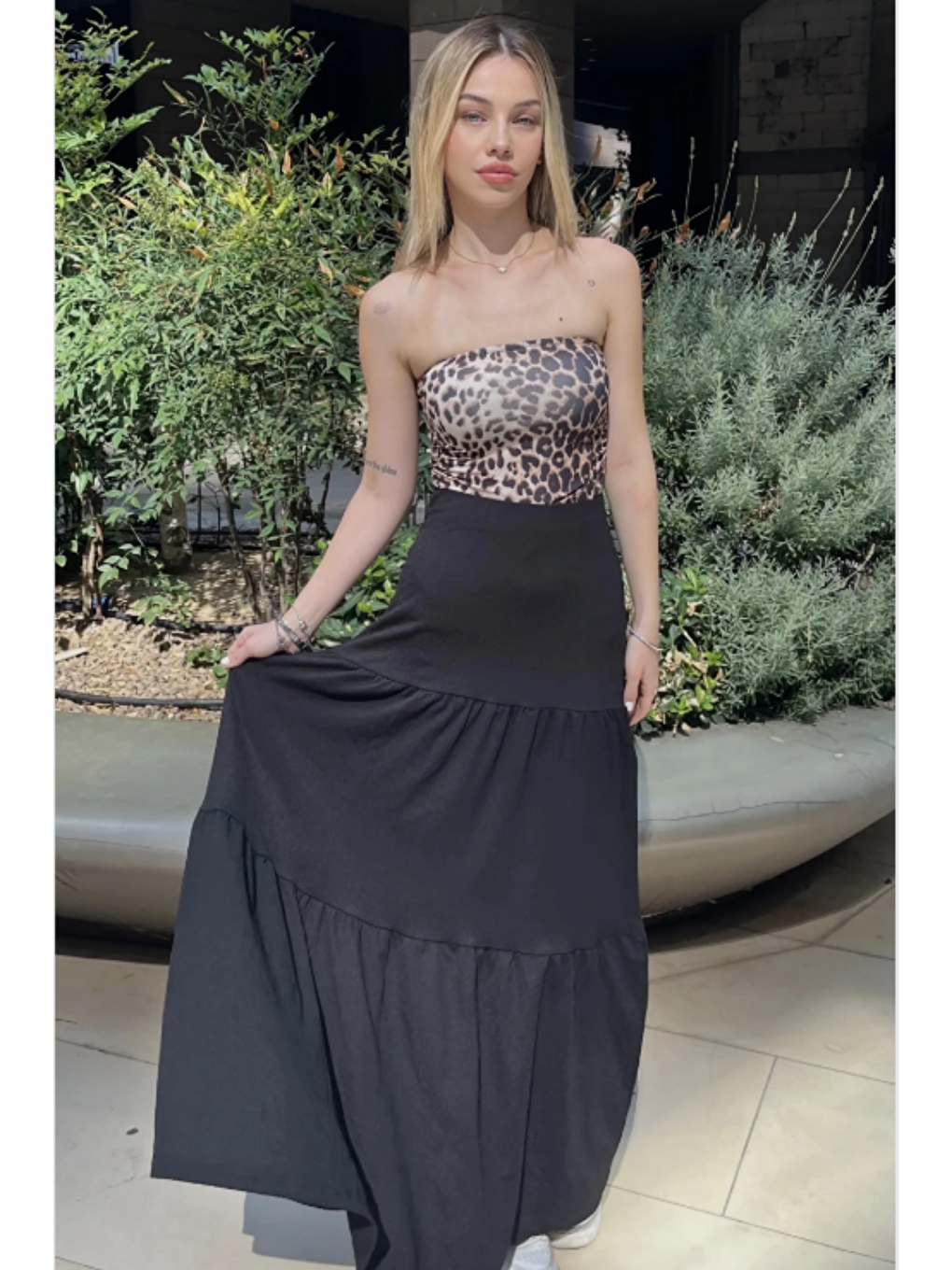 Kadın Siyah Yüksek Bel Volamlı Uzun Etek-2