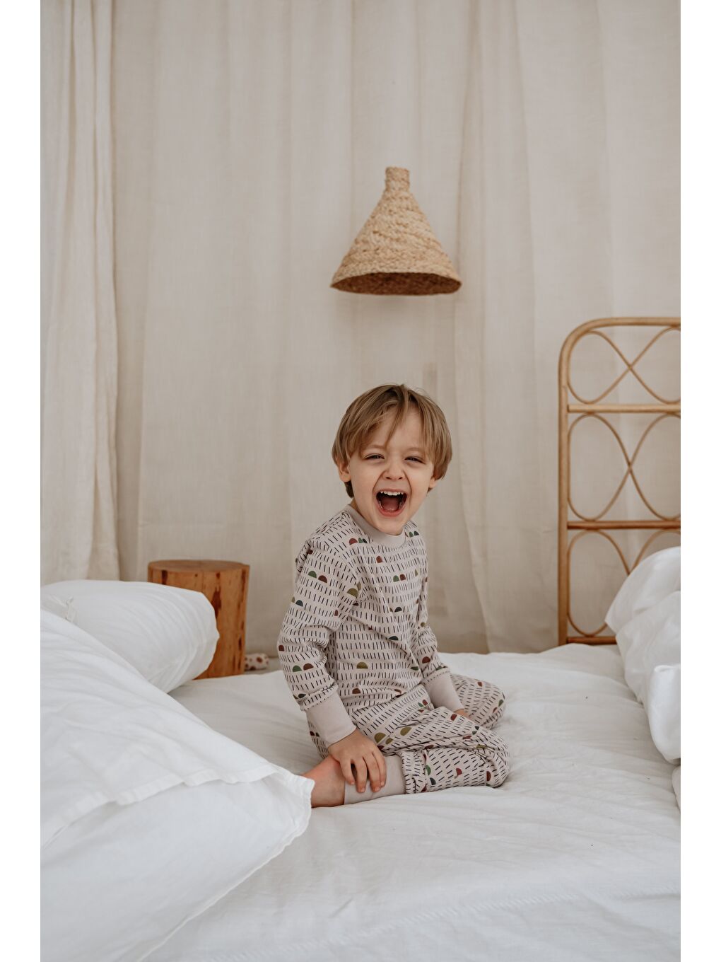 Gri Geometrik Baskılı Color Shapes Çocuk Pijama Seti-6