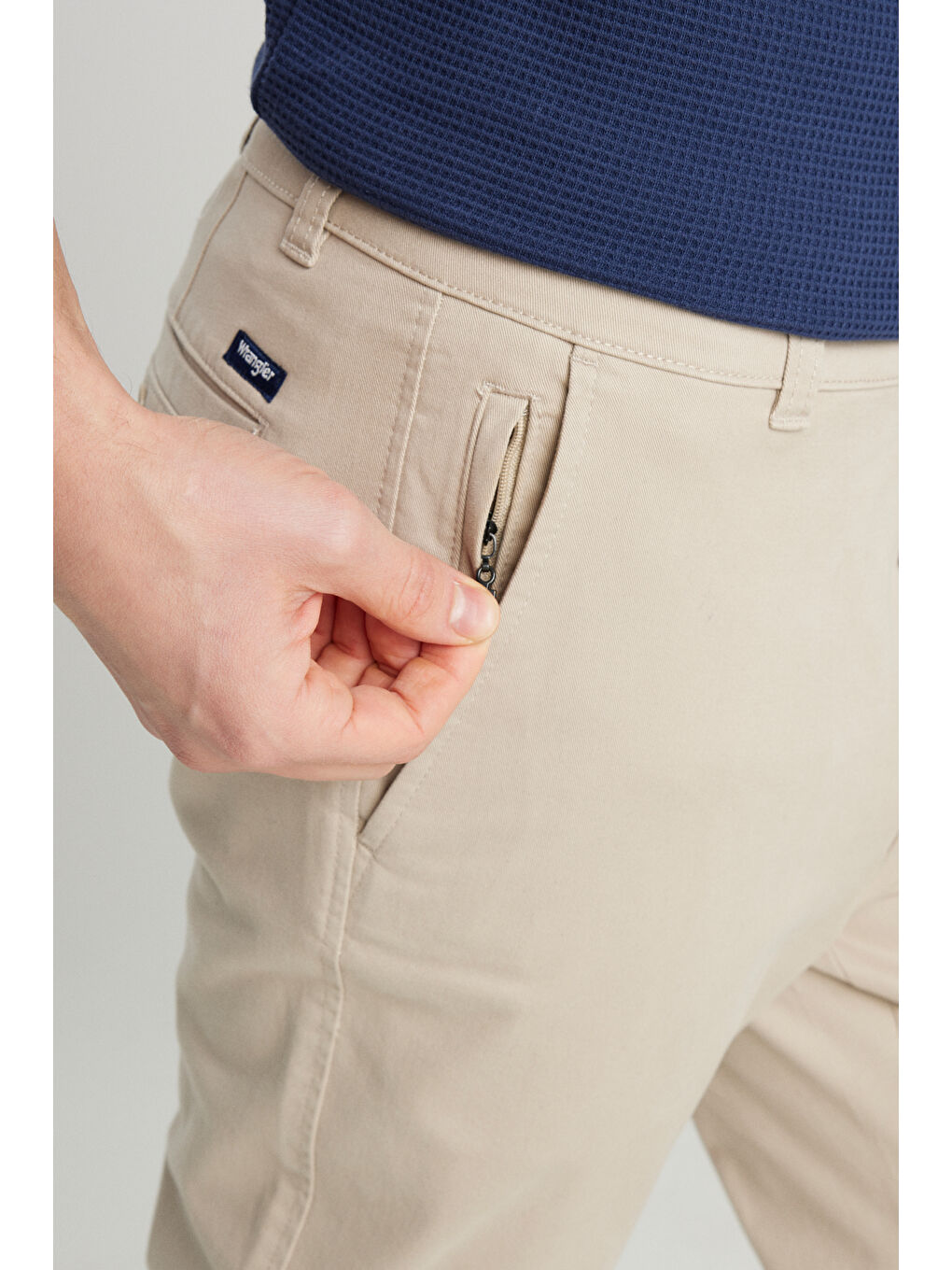 Slim Fit Dar Kesim Normal Bel DarPaça Bej Chino Pantolon-4