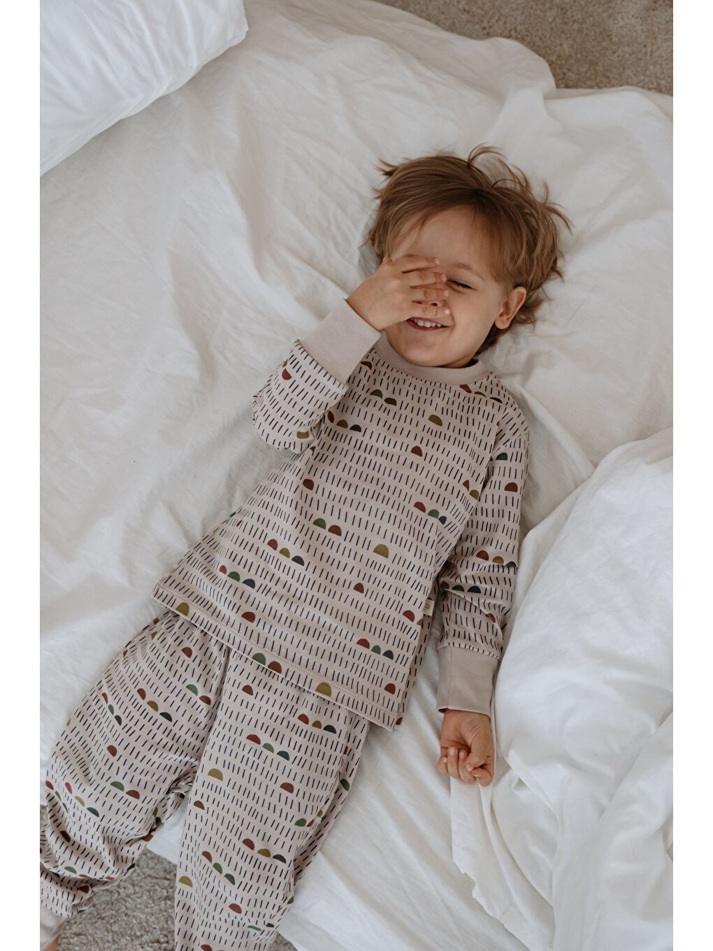 Gri Geometrik Baskılı Color Shapes Çocuk Pijama Seti-7