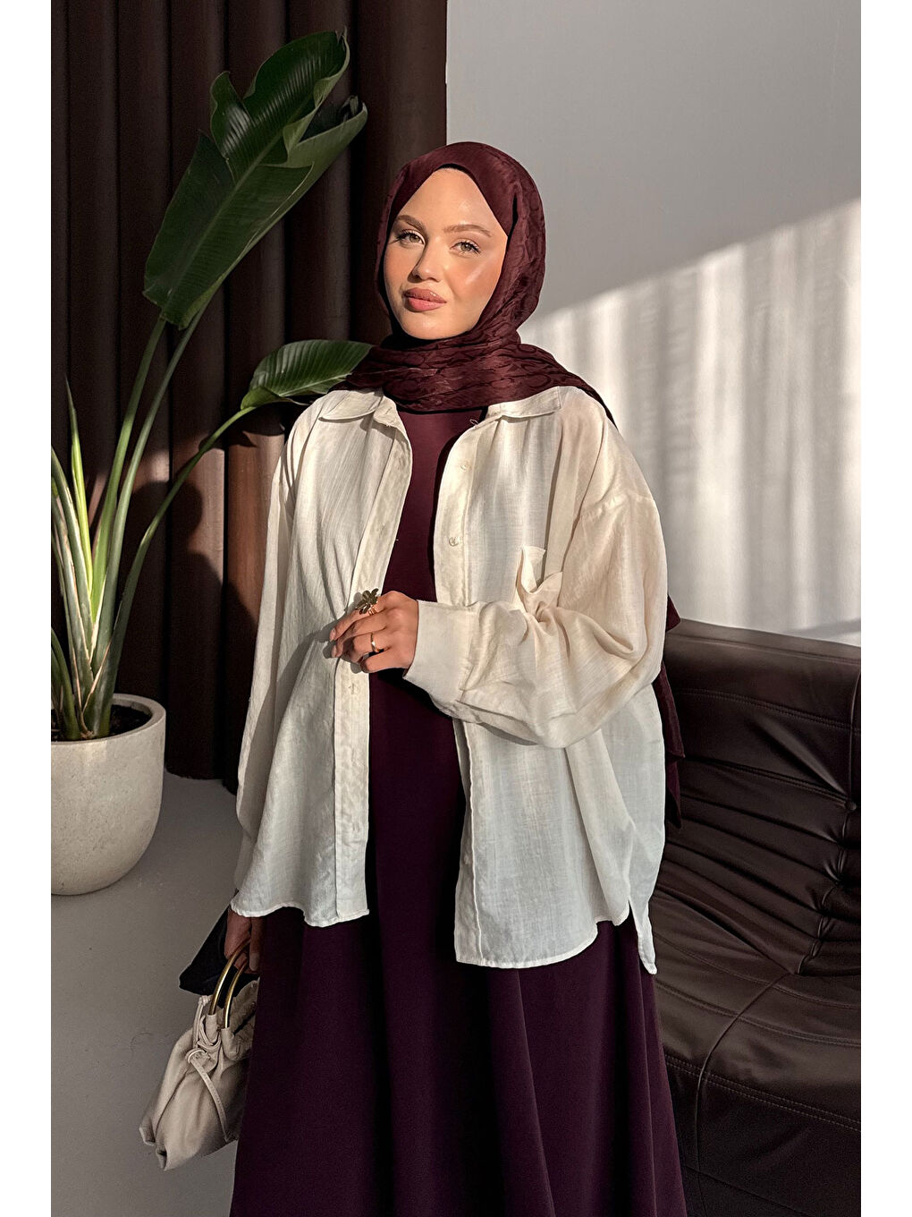 Kadın Sıfır Kol Elbise Bordo-3