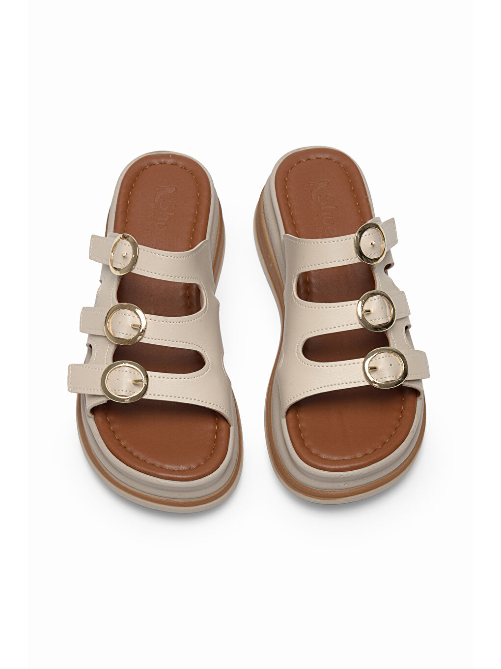 Kadın Bej Rahat Kalıp Yüksek Taban Terlik