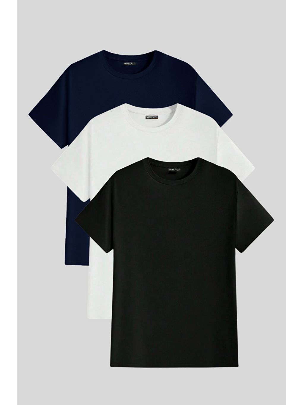 Beyaz Erkek  Slim Fit Dar Kesim Bisiklet Yaka %100 Pamuk 3'lü Tişört Paketi BASIC-T-SHIRT3