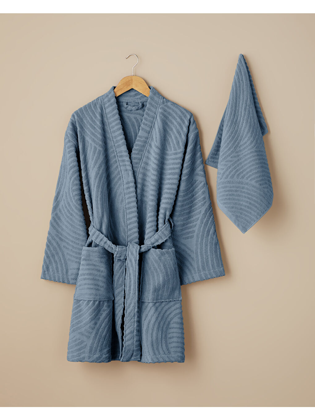 Curve Pamuk Bornoz S-M Mavi-3